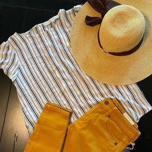 Loft stripe short sleeve blouse size small